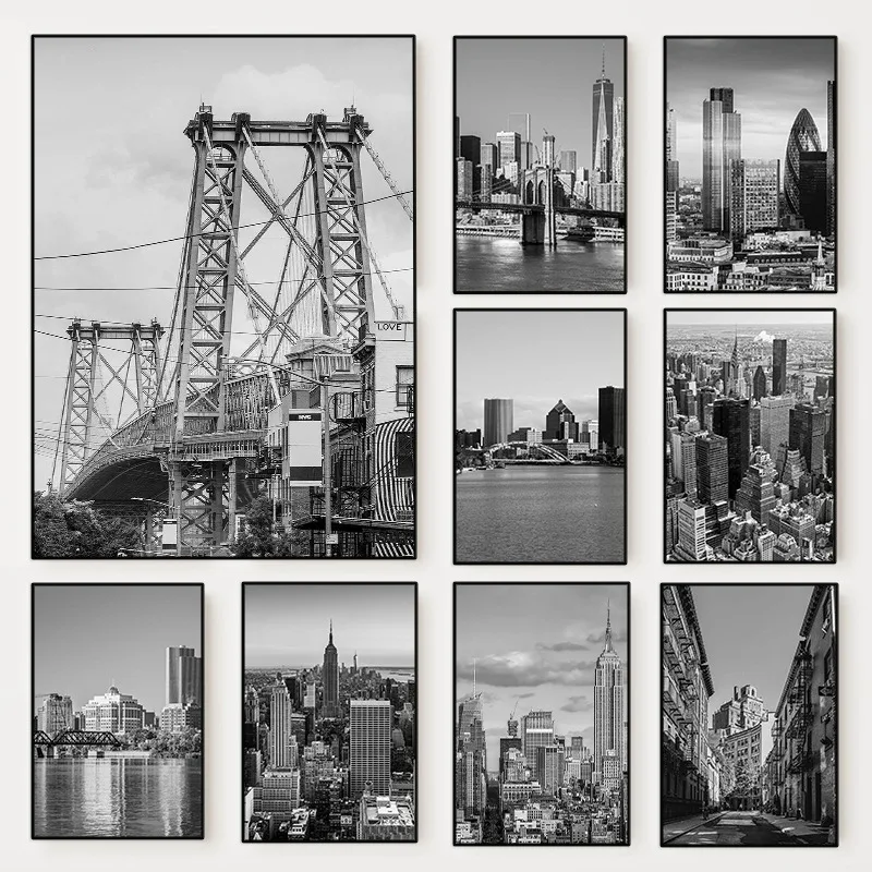 Photography Black And White - (2D-Leinwandgemälde) Schwarz-Weiß-Fotoposter „New York City“, New