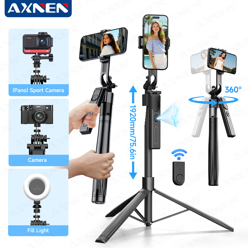 Photography Term - AI-Tracking-Gimbal-Selfie-Stick Handyhalterung Ein-Klick-Aufklapp-Stativ Erweiterbar auf 75,59