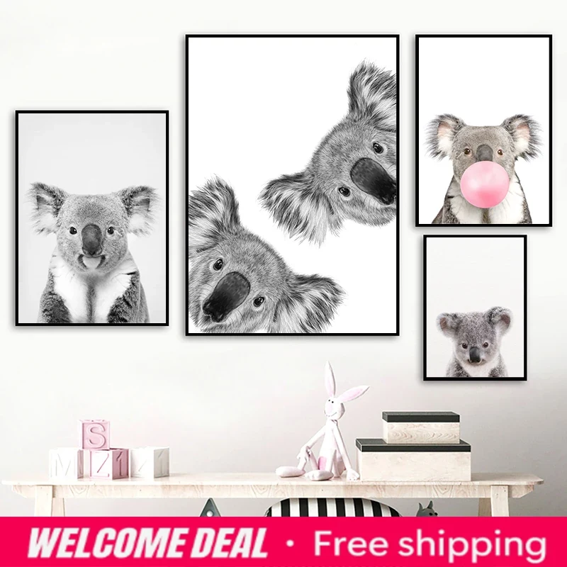 Photography Zoo - Koala-Druck, Schwarz-Weiß-Bild, Leinwandgemälde, Wildtierfotografie, australisches Tier,