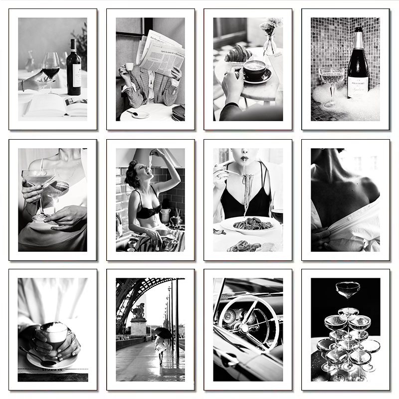 Photography Black And White - Moderne Luxus Mode Champagner Wein Sexy
