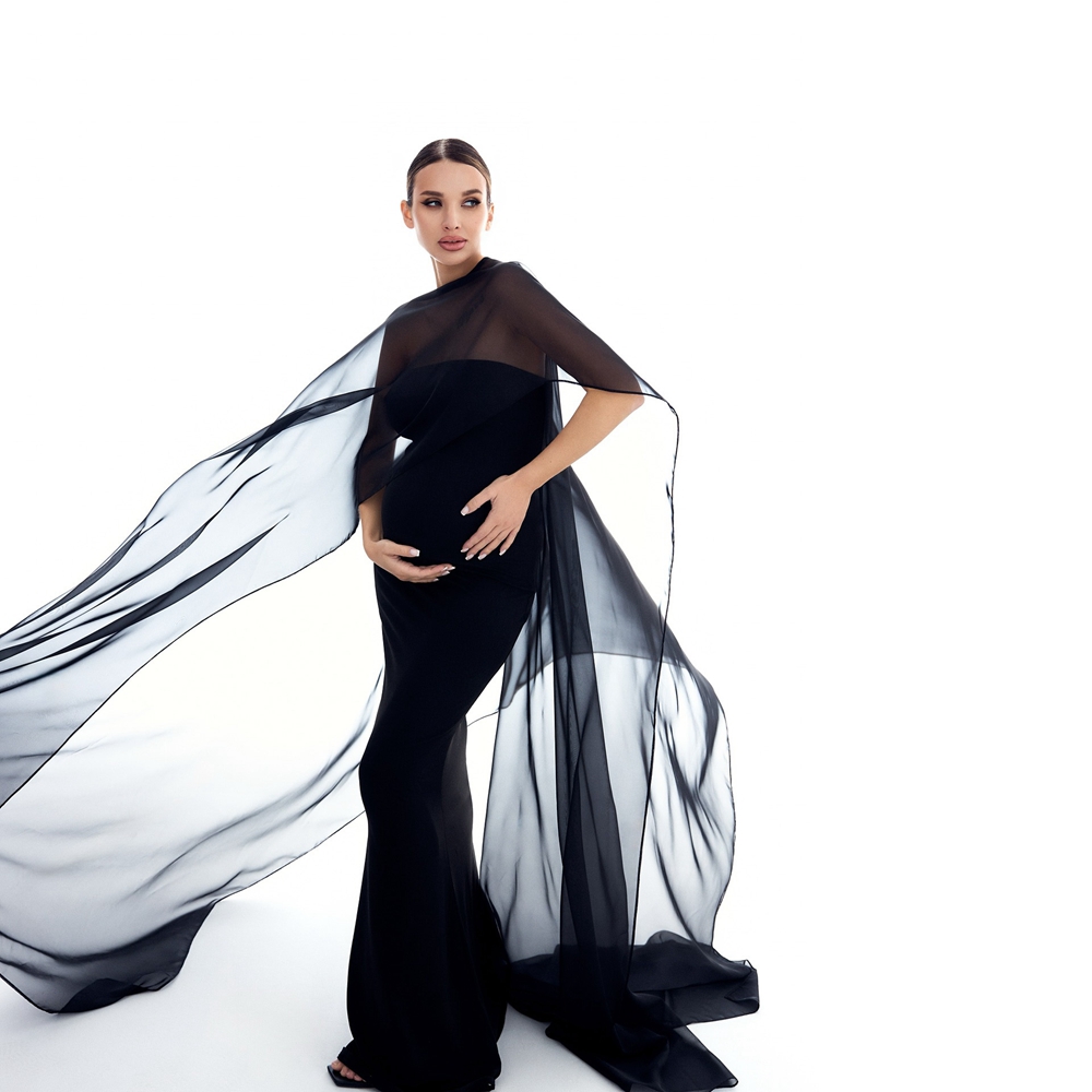 Photography Black And White - Schwangerschaftsfotografie-Requisiten: Chiffon-Umhang in Weiß und Schwarz