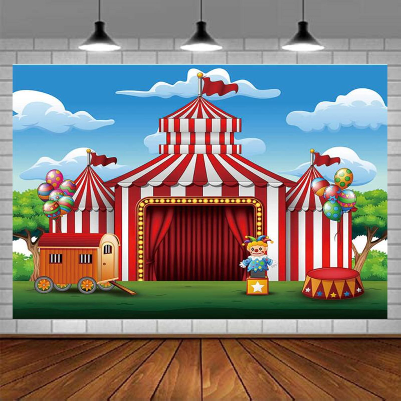 Photography Zoo - Zirkus-Vergnügungspark-Fotografie-Hintergrund, Cartoon-Ballons, Zoo-Hintergrund für Jungen und