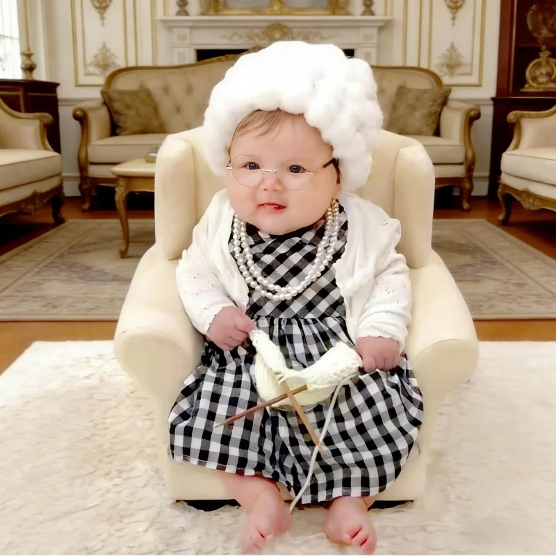 Photography Cheat Sheet - Neugeborenen-Fotografie-Requisiten: Oma-Outfit für Babymädchen, Opa-Kostüm für