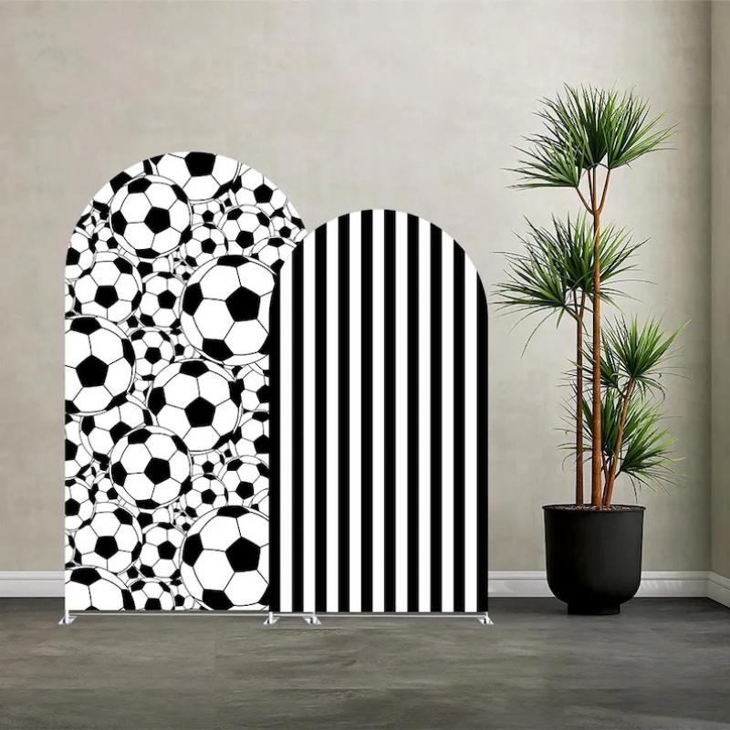 Photography Black And White - VIKAMA Schwarz-Weißer Fußball-Bogen-Hintergrundstoff für Kindergeburtstagsfeiern, Fotografie-Hintergrund