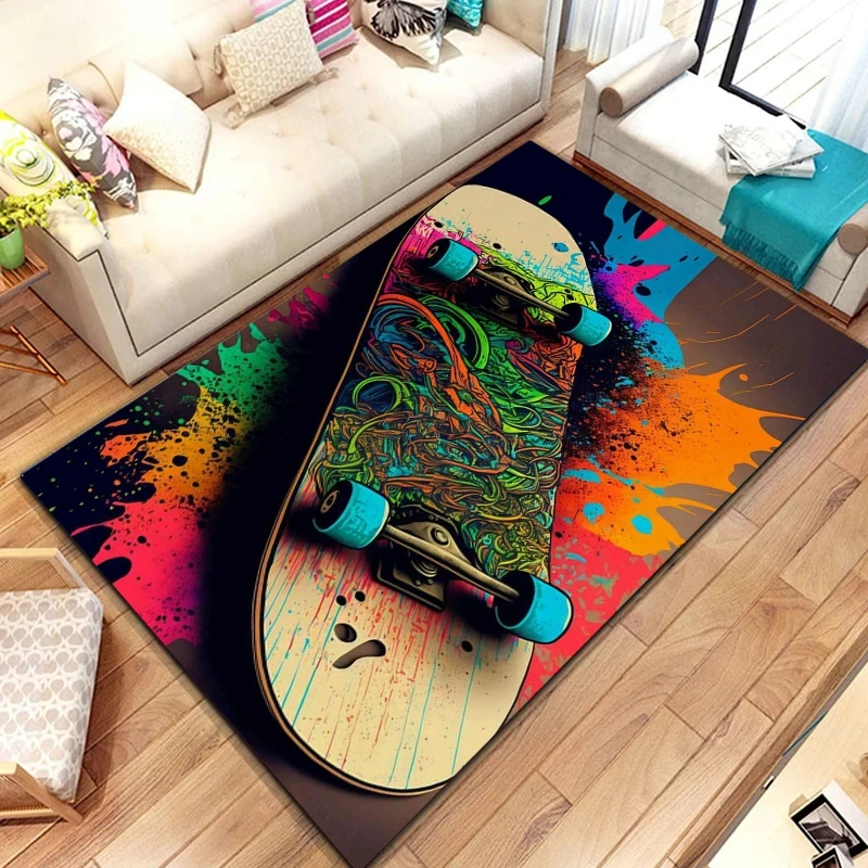 Bunter Teppich mit Skateboard- – Photography Yoga Bewertung und Preis
