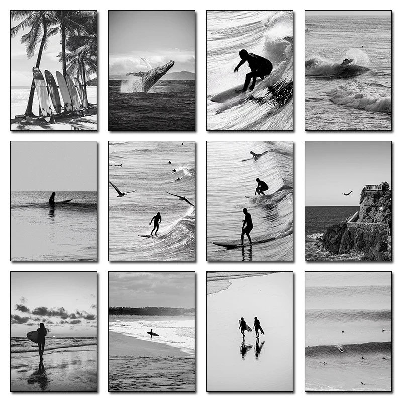 Feines Surf-Poster in Schwarz- – Photography Black And White Bewertung und Preis